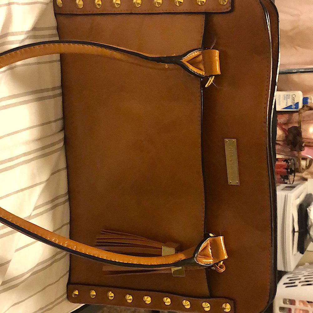 Gianni Bini Brown Leather Studded Purse